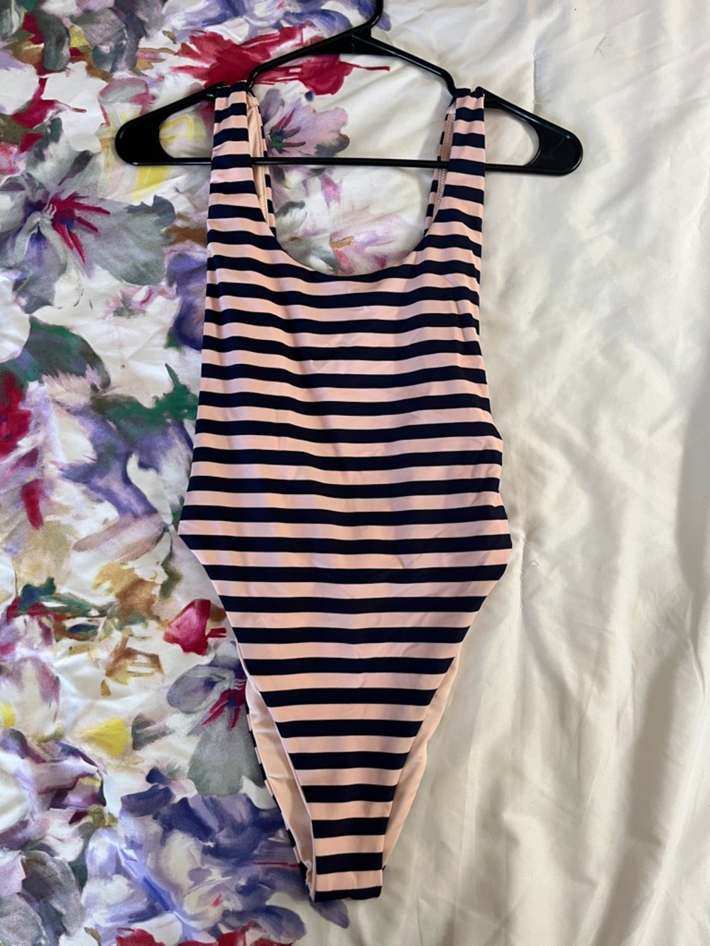 Women’s Aerie Striped One-Piece Swimsuit - Navy and Light Pink NWT